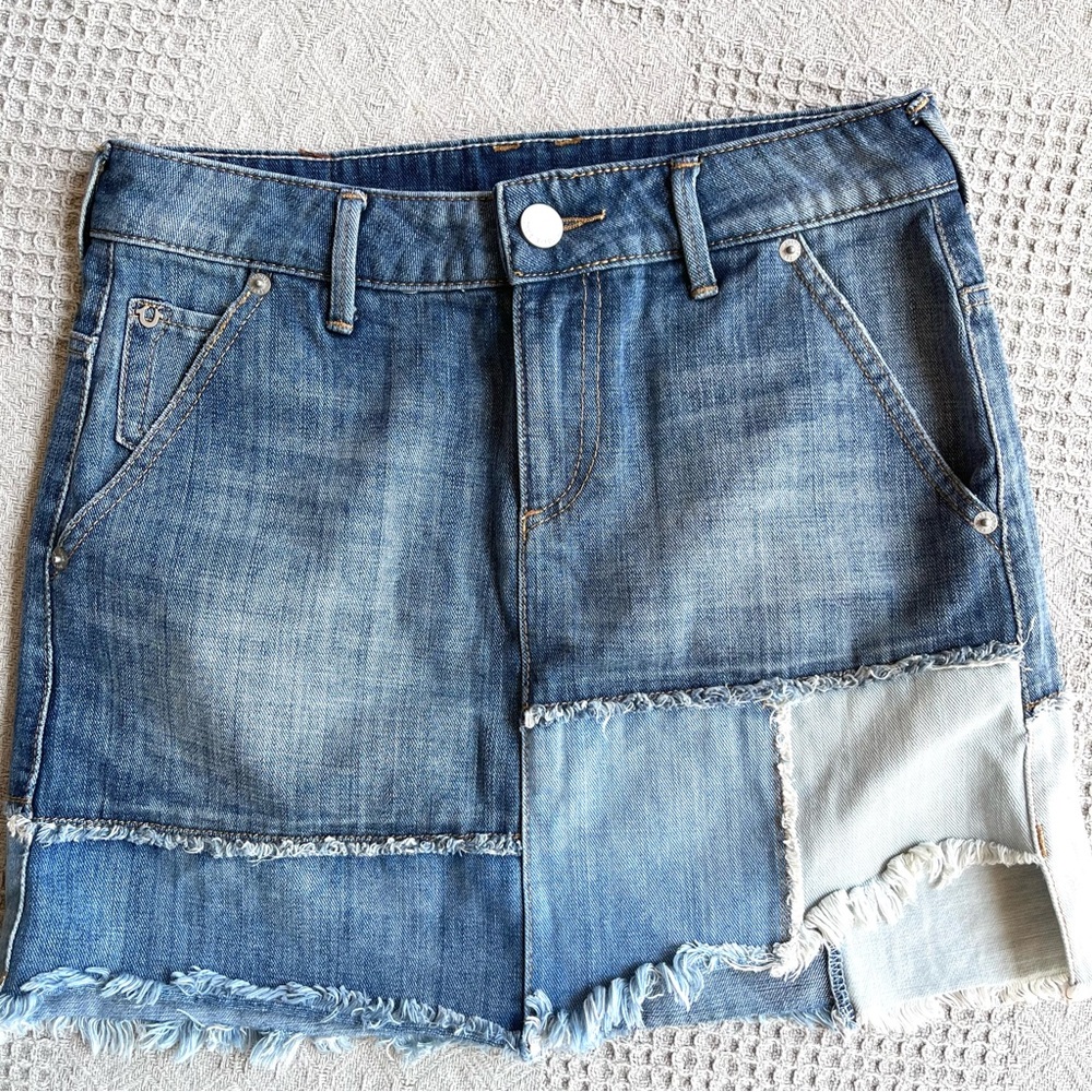 True Religion Blue Patchwork Distressed Frayed Un… - image 3